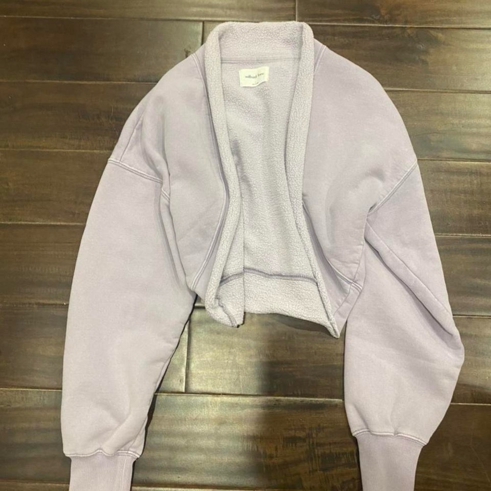 Wilfred Purple Shrug Sweater with Balloon Sleeves